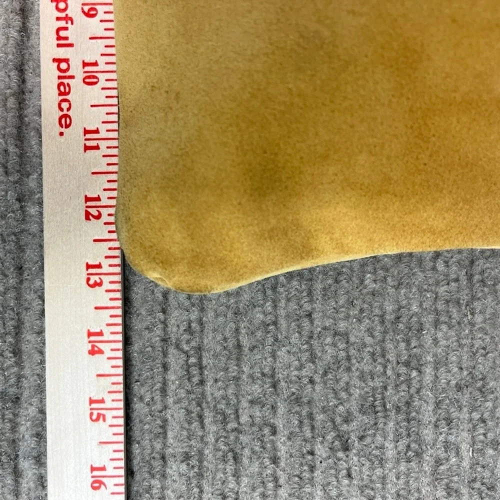 Lisa b. and Co. Mustard Yellow Suede Crossbody Bag Brown Leather Trim Square L